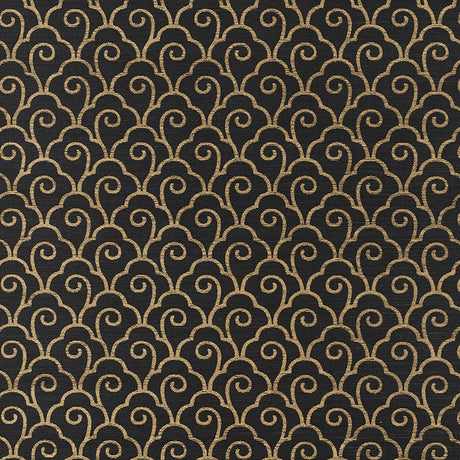 Schumacher Scallop Filigree Sisal Gold On Jet Wallpaper - Eade's Wallpaper