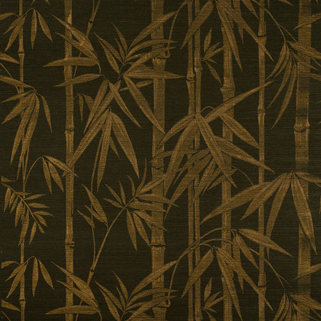 Schumacher Les Bambous Sisal Gold On Jet Wallpaper - Eade's Wallpaper