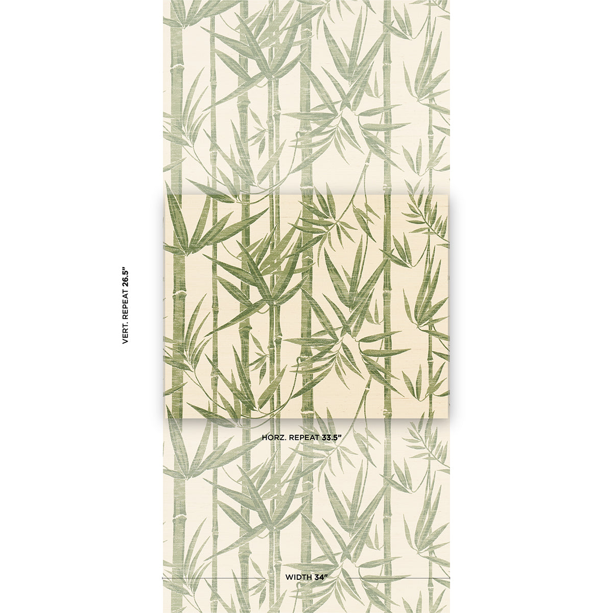 Schumacher Les Bambous Sisal Green Wallpaper - Eade's Wallpaper