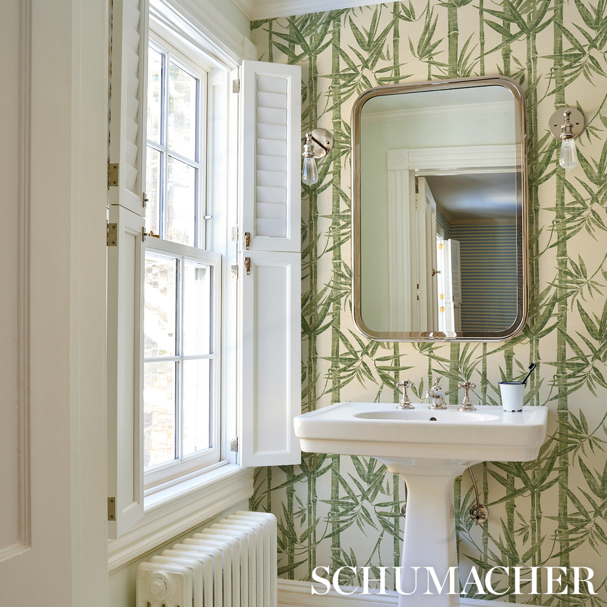 Schumacher Les Bambous Sisal Green Wallpaper - Eade's Wallpaper