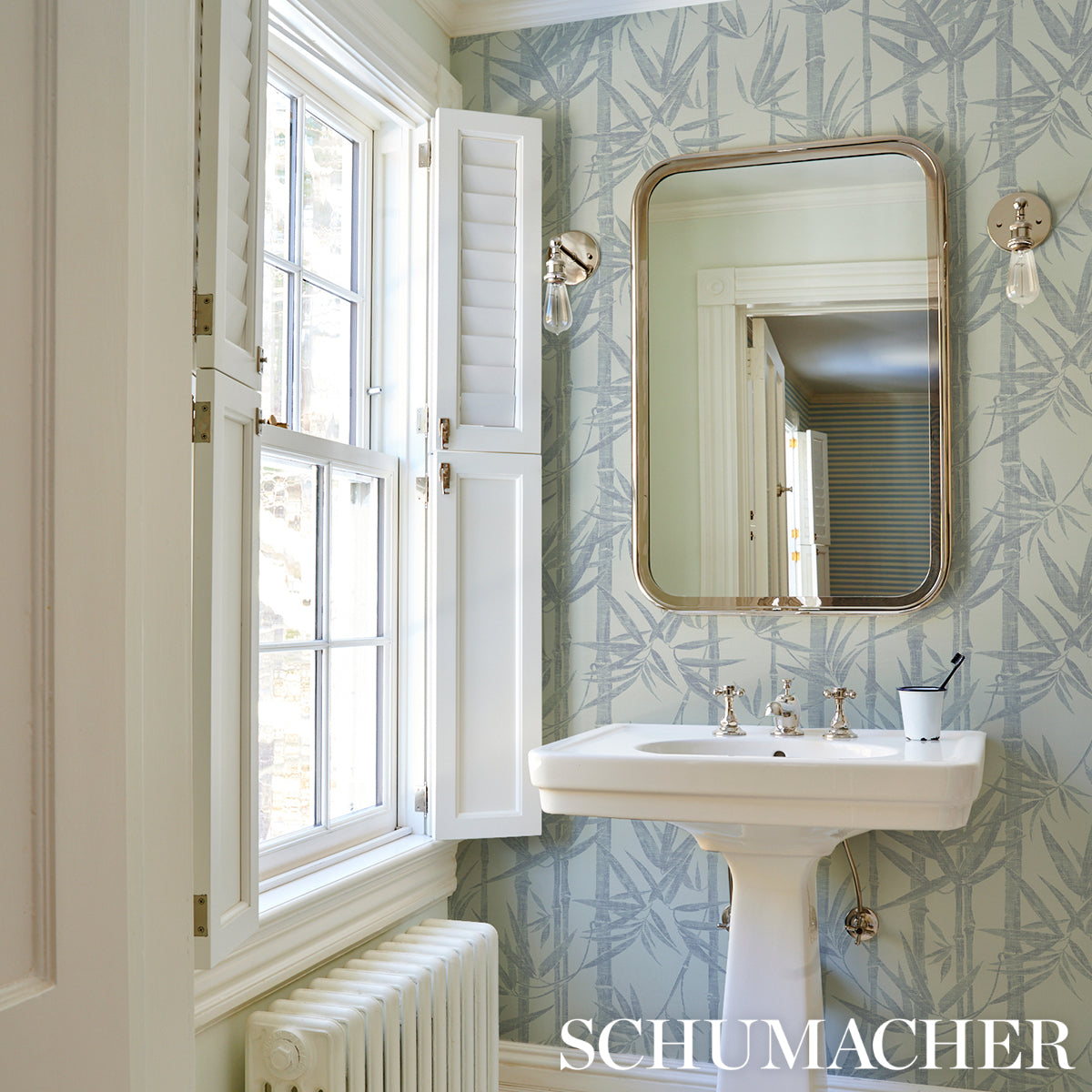Schumacher Les Bambous Sisal Mineral Wallpaper - Eade's Wallpaper