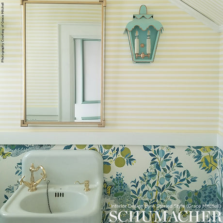 Schumacher Citrus Garden Panel Set Pool Wallpaper
