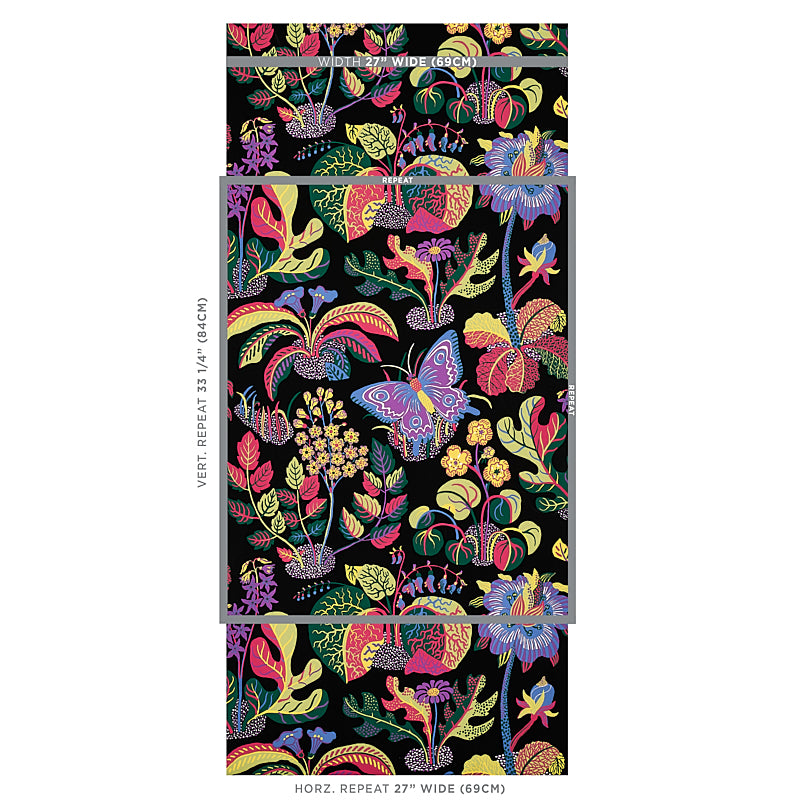 Schumacher Exotic Butterfly Black Wallpaper