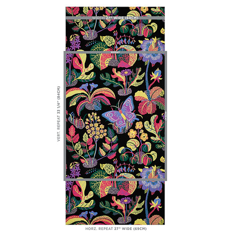 Schumacher Exotic Butterfly Black Wallpaper