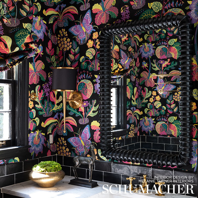 Schumacher Exotic Butterfly Black Wallpaper