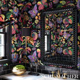 Schumacher Exotic Butterfly Black Wallpaper