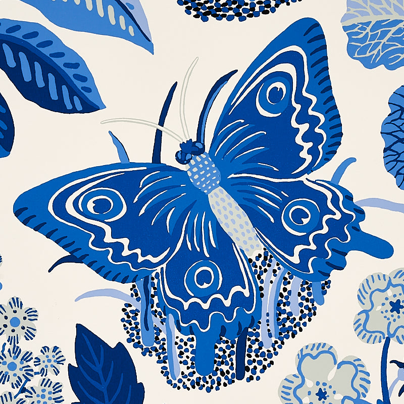Schumacher Exotic Butterfly Marine Wallpaper
