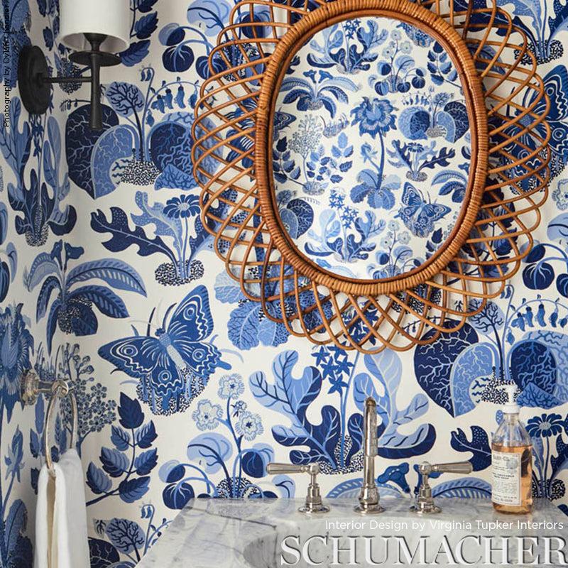 Schumacher Exotic Butterfly Marine Wallpaper