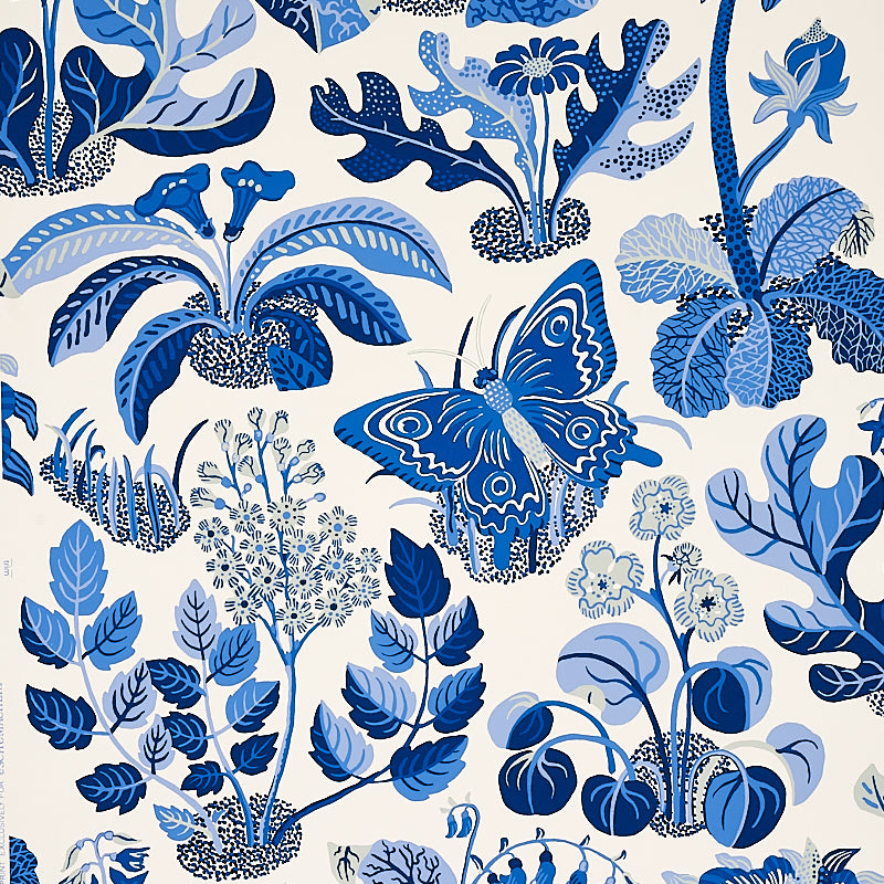 Schumacher Exotic Butterfly Marine Wallpaper