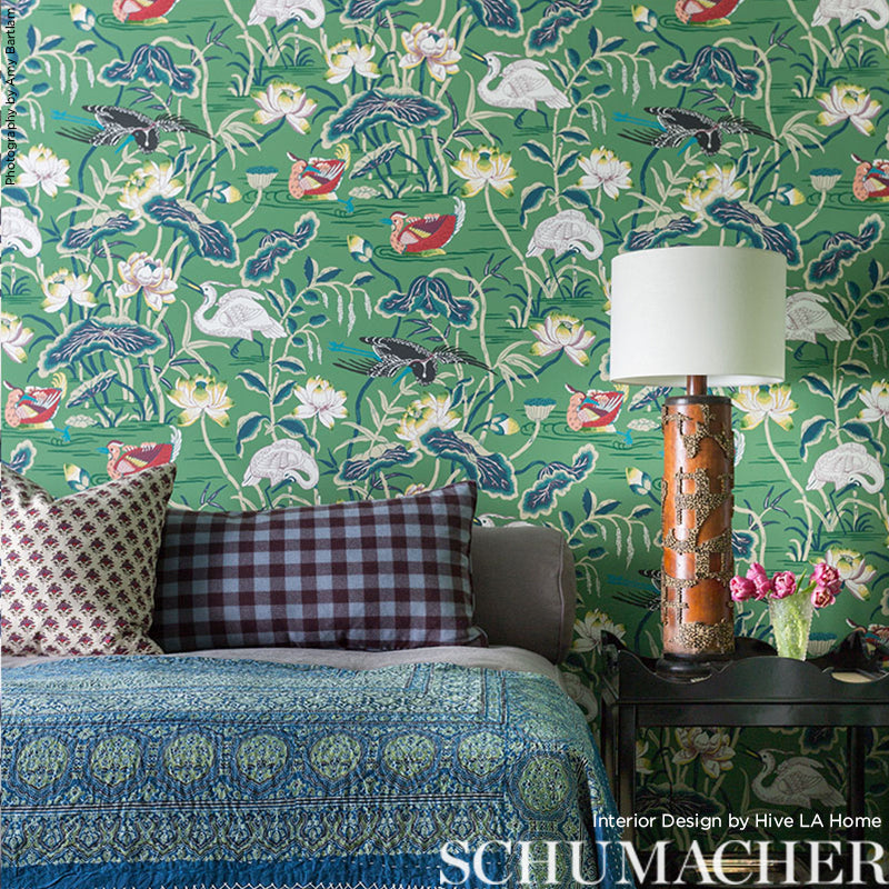 Schumacher Lotus Garden Jade Wallpaper - Eade's Wallpaper