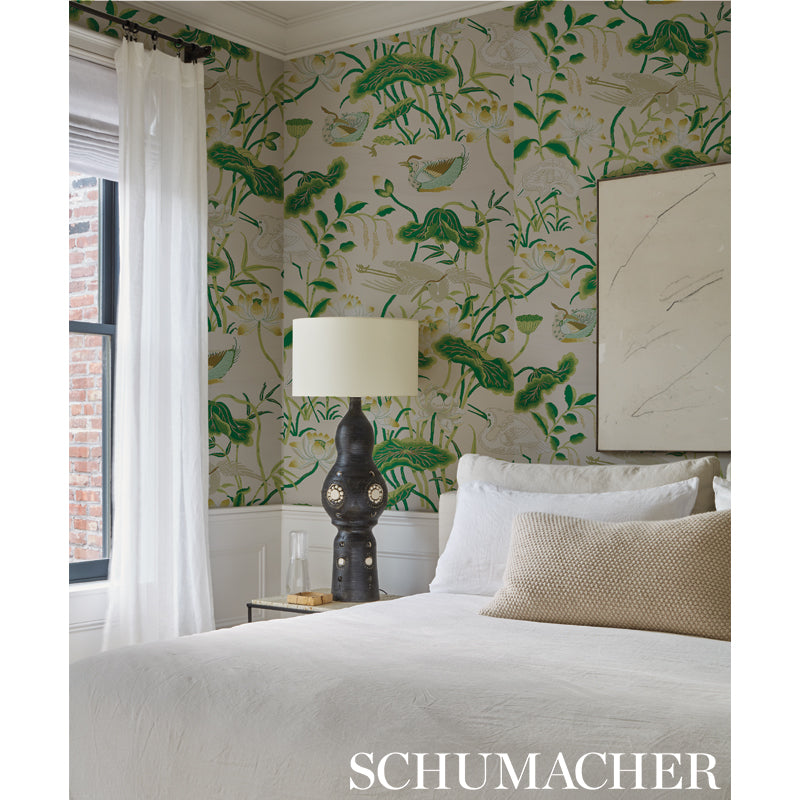 Schumacher Lotus Garden Jade Wallpaper - Eade's Wallpaper