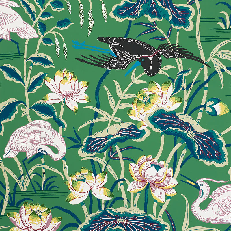 Schumacher Lotus Garden Jade Wallpaper - Eade's Wallpaper