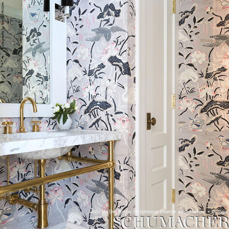 Schumacher Lotus Garden Lilac Wallpaper - Eade's Wallpaper