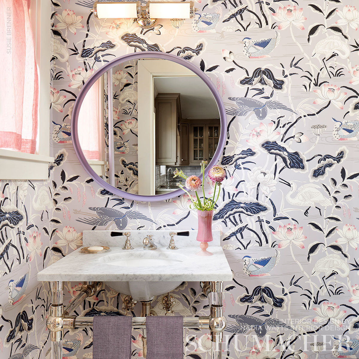 Schumacher Lotus Garden Lilac Wallpaper - Eade's Wallpaper