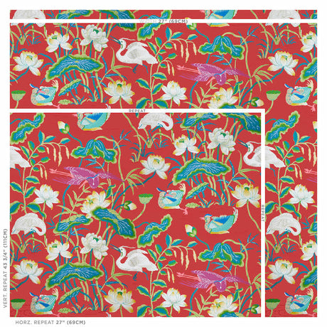 Schumacher Lotus Garden Red Wallpaper - Eade's Wallpaper