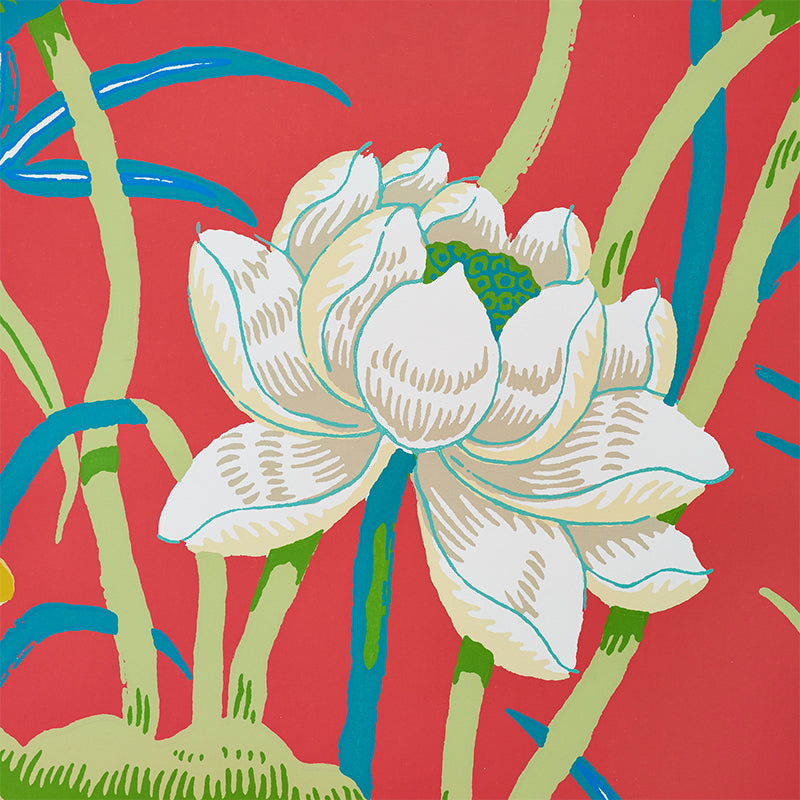 Schumacher Lotus Garden Red Wallpaper - Eade's Wallpaper