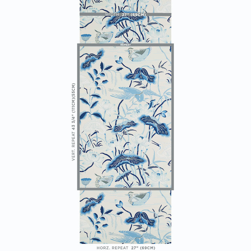 Schumacher Lotus Garden Porcelain Wallpaper - Eade's Wallpaper