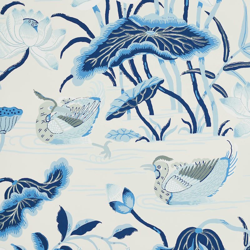 Schumacher Lotus Garden Porcelain Wallpaper - Eade's Wallpaper