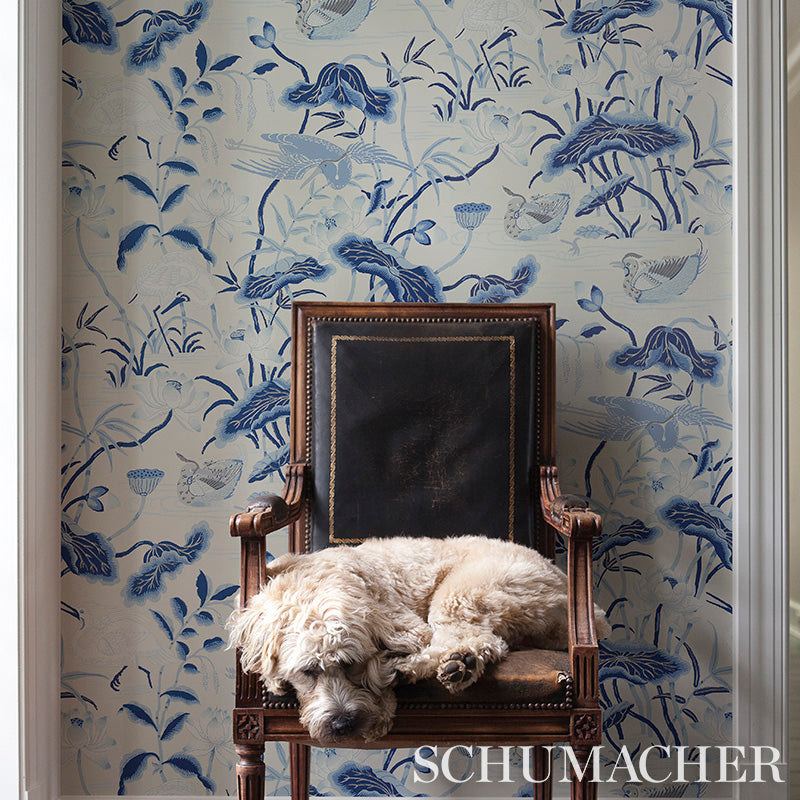 Schumacher Lotus Garden Porcelain Wallpaper - Eade's Wallpaper