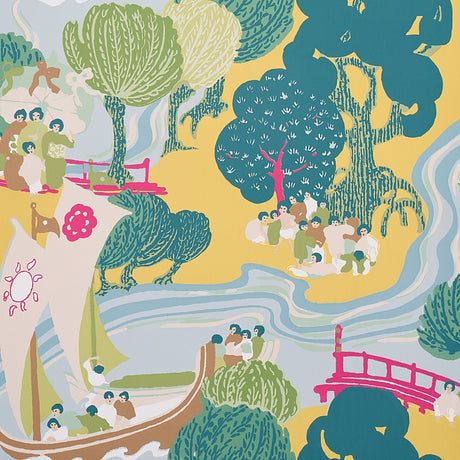 Schumacher Pearl River Yellow Wallpaper - Eade's Wallpaper