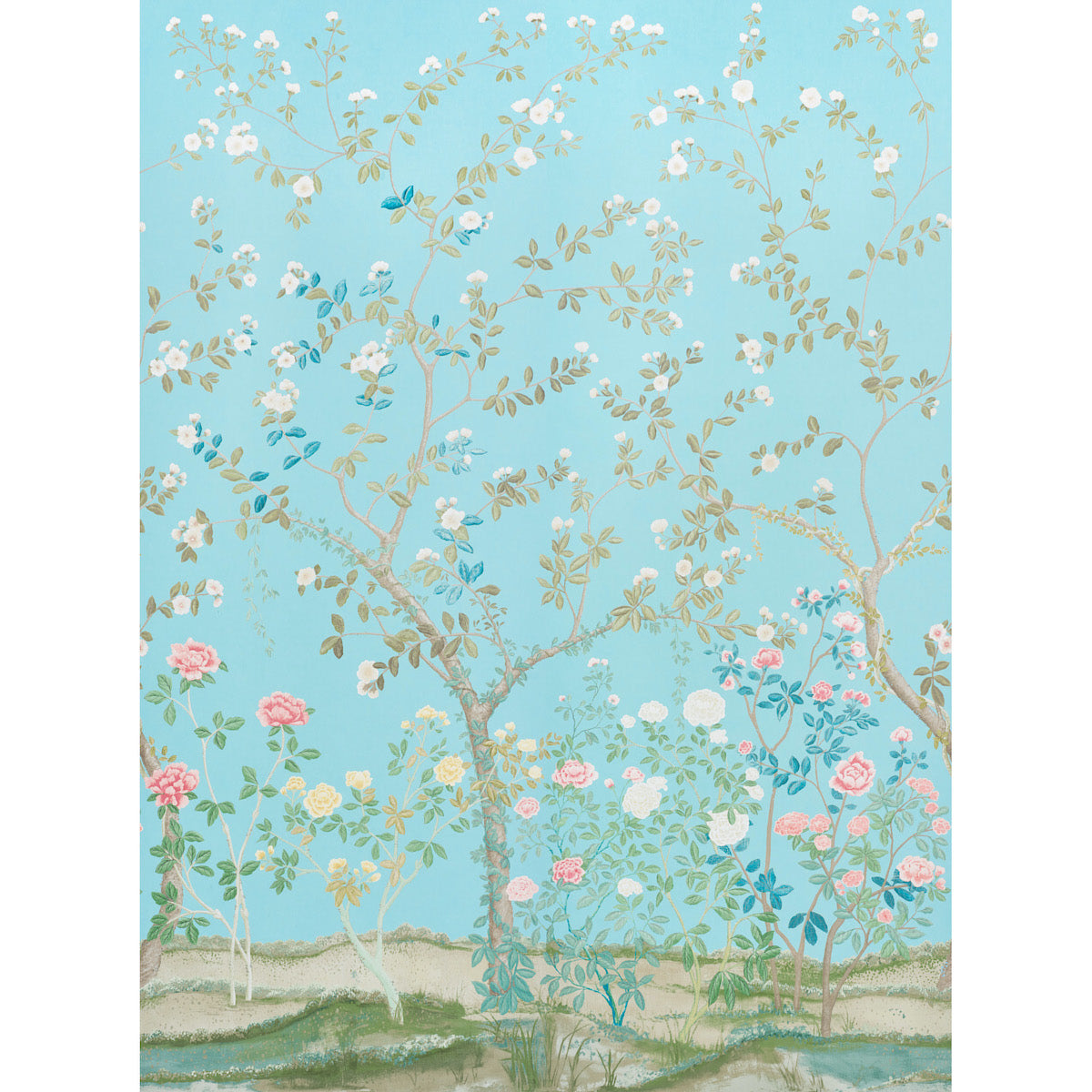 Schumacher Madame De Pompadour Panel Set Aqua Wallpaper - Eade's Wallpaper
