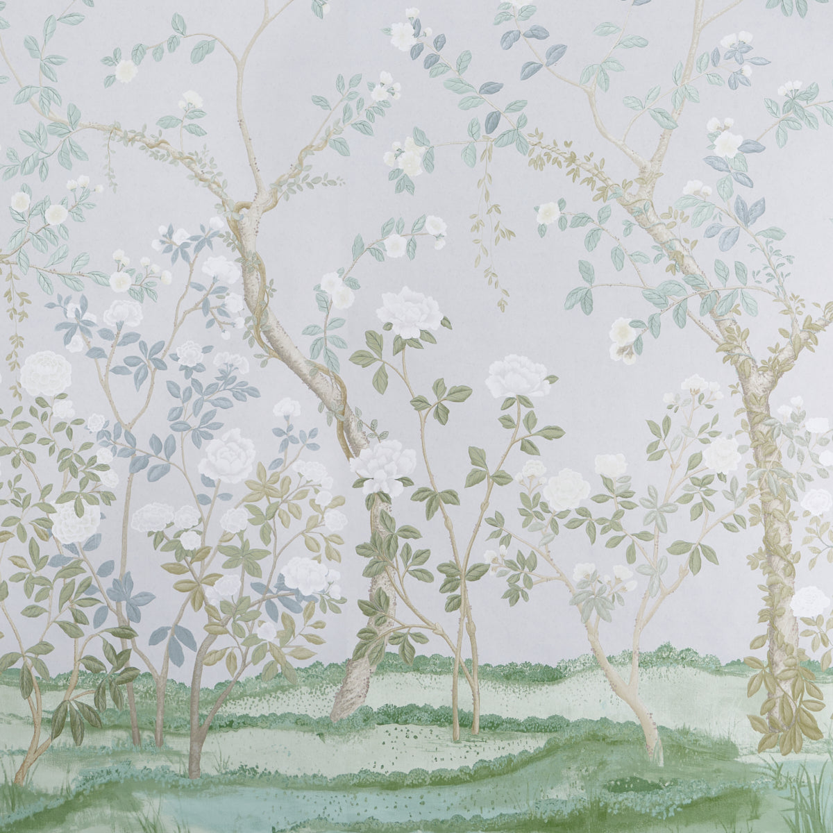 Schumacher Madame De Pompadour Panel Set Grey Wallpaper - Eade's Wallpaper