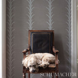 Schumacher Acanthus Stripe Vinyl Grey Wallpaper