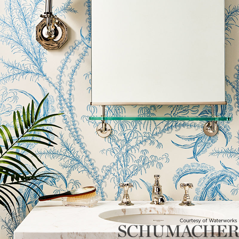 Schumacher Ocean Toile Delft Wallpaper - Eade's Wallpaper