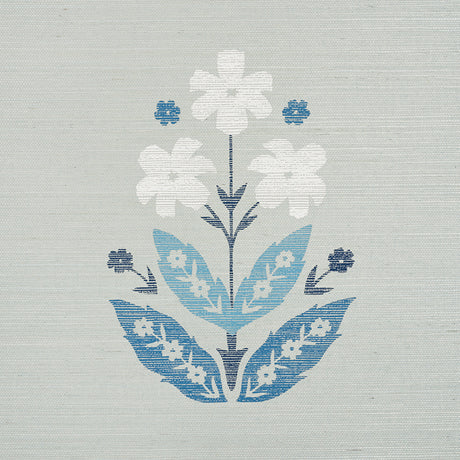 Schumacher Floweret Sisal Blues Wallpaper