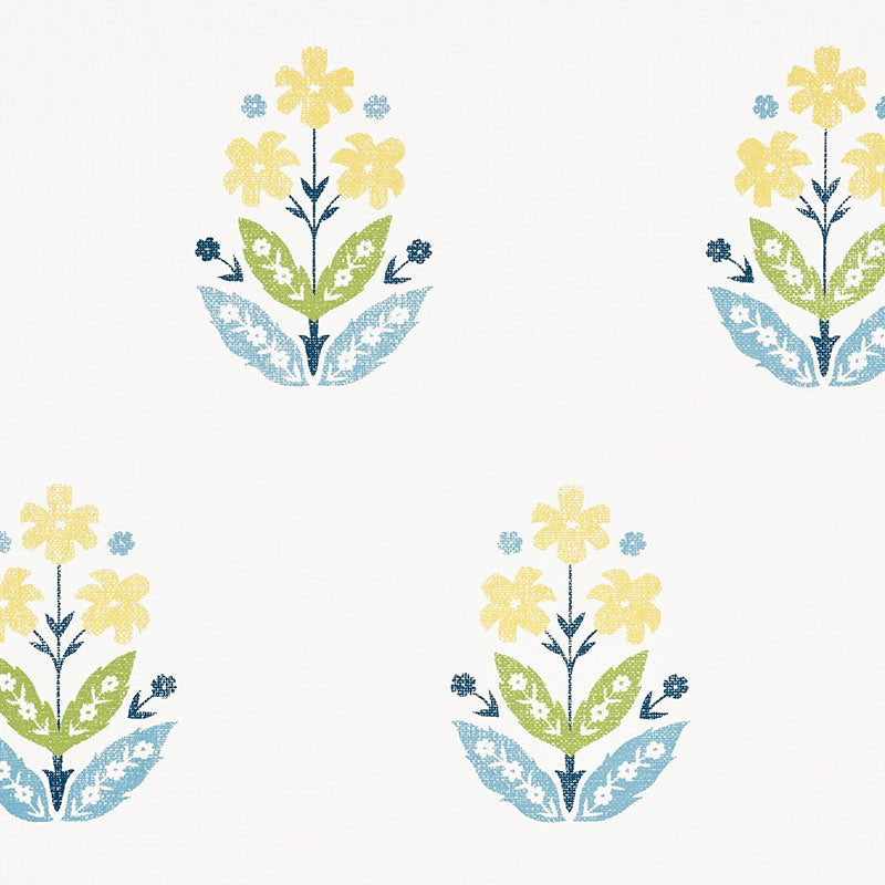Schumacher Floweret Paperweave Summer Wallpaper