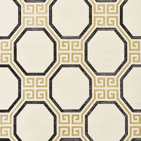 Schumacher Octavia Sisal Gold & Jet Wallpaper - Eade's Wallpaper