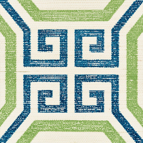 Schumacher Octavia Sisal Turquoise & Palm Wallpaper - Eade's Wallpaper