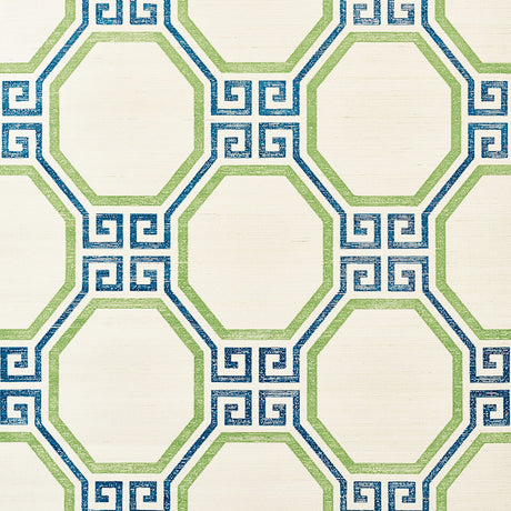Schumacher Octavia Sisal Turquoise & Palm Wallpaper - Eade's Wallpaper