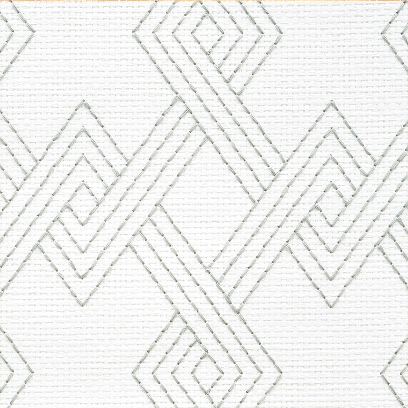 Schumacher Hix Embroidered Paperweave Grey Wallpaper
