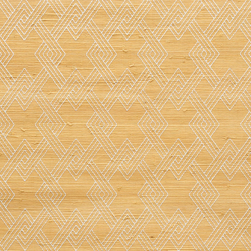 Schumacher Hix Embroidered Jute Natural Wallpaper