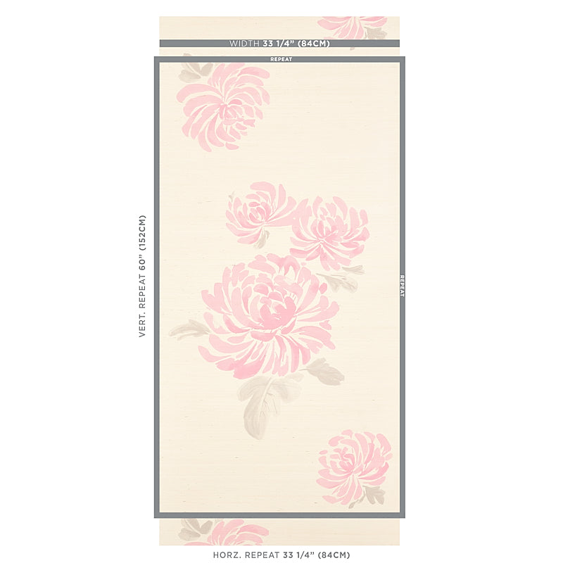 Schumacher Hana Sisal Pink Wallpaper