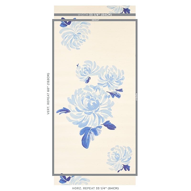 Schumacher Hana Sisal Blue Wallpaper