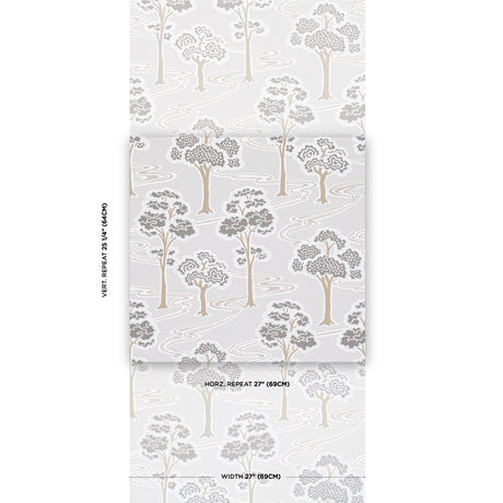 Schumacher Tree River Moonstone Wallpaper - Eade's Wallpaper