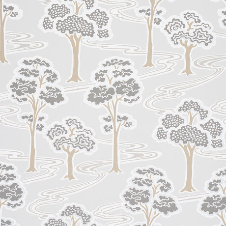 Schumacher Tree River Moonstone Wallpaper - Eade's Wallpaper