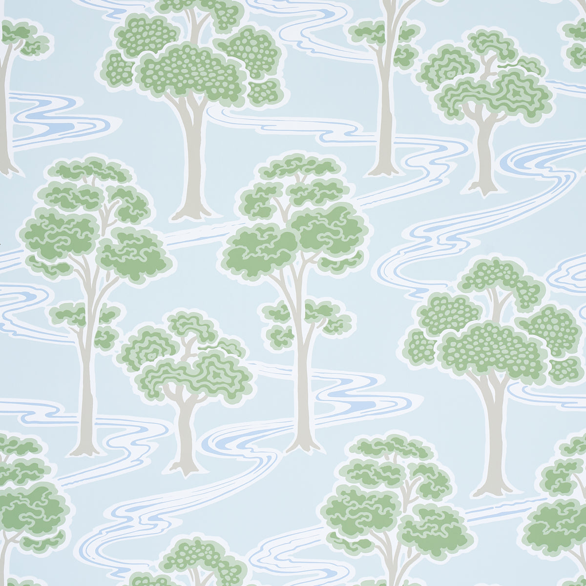 Schumacher Tree River Mineral Wallpaper - Eade's Wallpaper