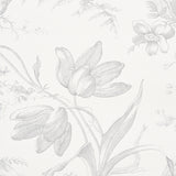 Schumacher Toile De Fleurs Grisaille Wallpaper - Eade's Wallpaper