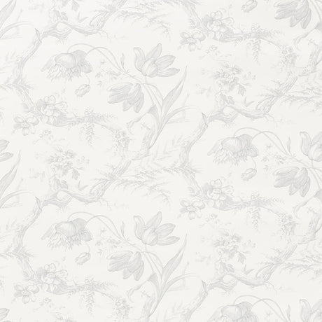 Schumacher Toile De Fleurs Grisaille Wallpaper - Eade's Wallpaper