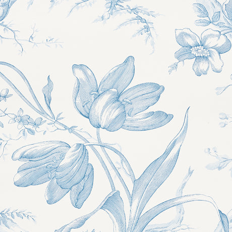 Schumacher Toile De Fleurs Delft Wallpaper - Eade's Wallpaper