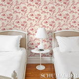 Schumacher Toile De Fleurs Rouge Wallpaper - Eade's Wallpaper