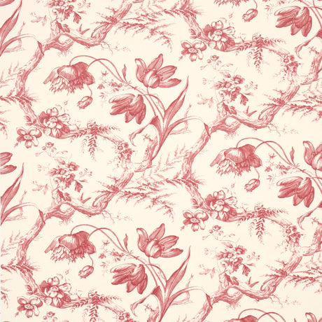 Schumacher Toile De Fleurs Rouge Wallpaper - Eade's Wallpaper