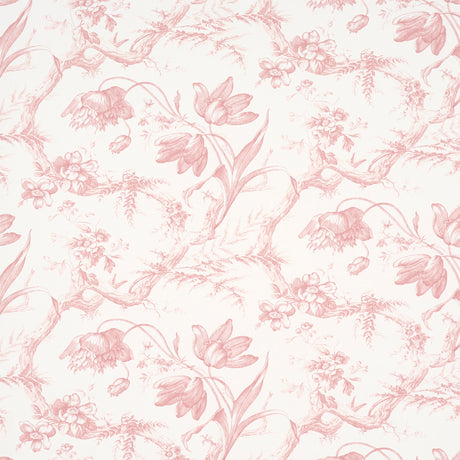 Schumacher Toile De Fleurs Pink Wallpaper - Eade's Wallpaper