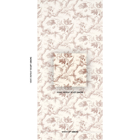 Schumacher Toile De Fleurs Fawn Wallpaper - Eade's Wallpaper
