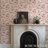 Schumacher Toile De Fleurs Rouge Wallpaper - Eade's Wallpaper