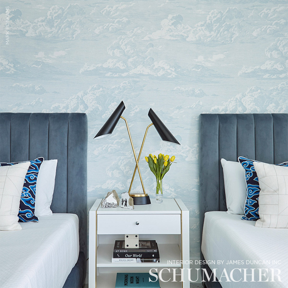 Schumacher Cloud Toile Mineral Wallpaper