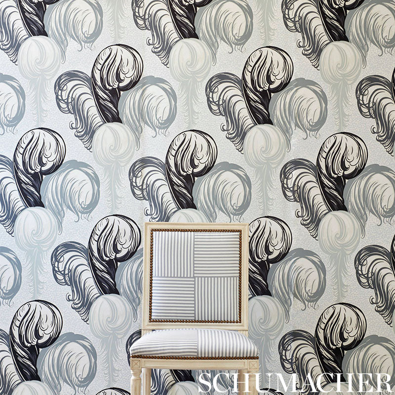 Schumacher Plumes Grisaille Wallpaper - Eade's Wallpaper
